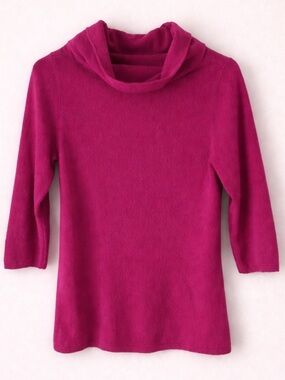 New York & Company Cowl Neck Sweater Pink 3/4 Sleeve Knit